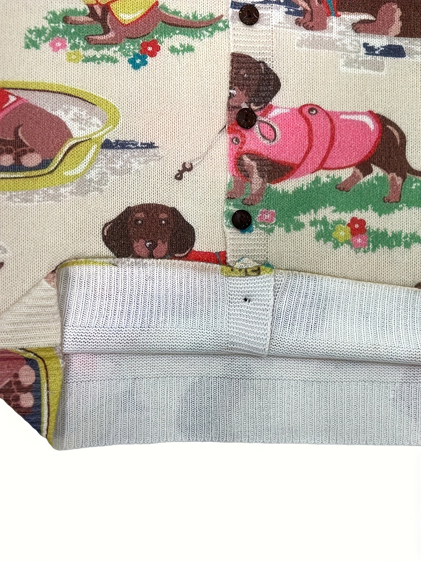 Suéter de punto casual para mujer con estampado 3D de perro salchicha