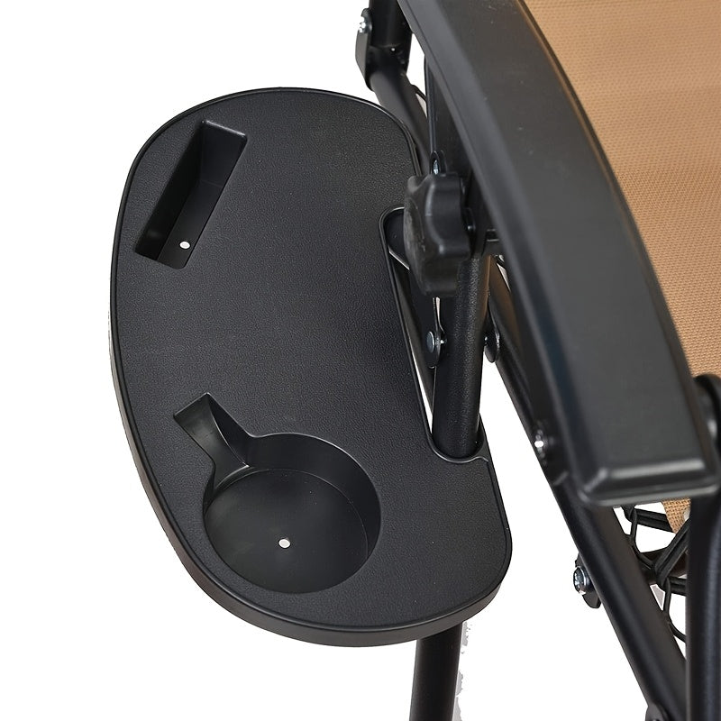 Mesa auxiliar plegable negra con bandeja de almacenamiento para bebidas y aperitivos