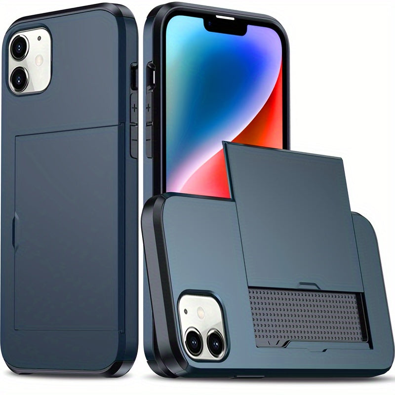 Hard Phone Case with Card Slot for iPhone 14-16 Pro Max