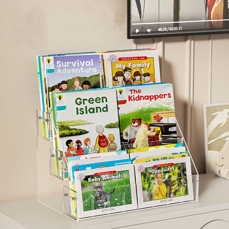 Ko'p funksiyali Shaffof Akril Kitoblik - Zamonaviy, Mustahkam Saqlash Birligi Uy va Ofis uchun, Oson yig'iladigan, Kitoblar va Ta'lim buyumlari uchun ko'rinadigan Egasi, Ko'p qavatli Kitoblik
