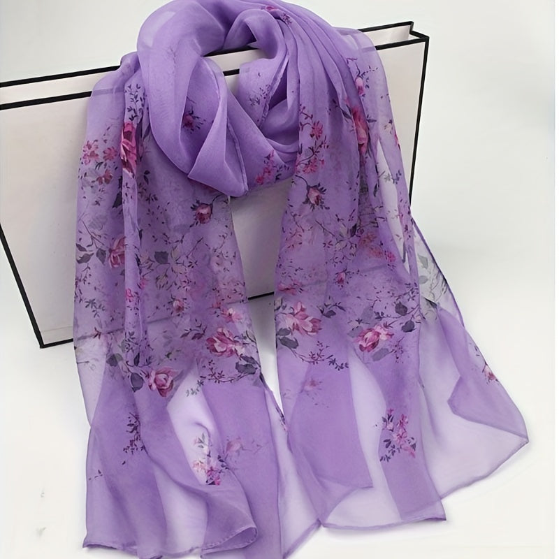 Floral Scarf for Women Lightweight Breathable Sun Protection Decorative Accessory