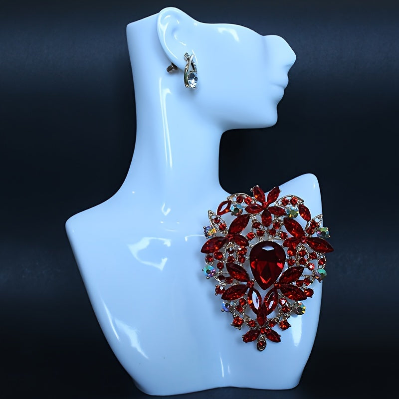 Large Crystal Glass Brooch Elegant Pin for Dresses and Sweaters