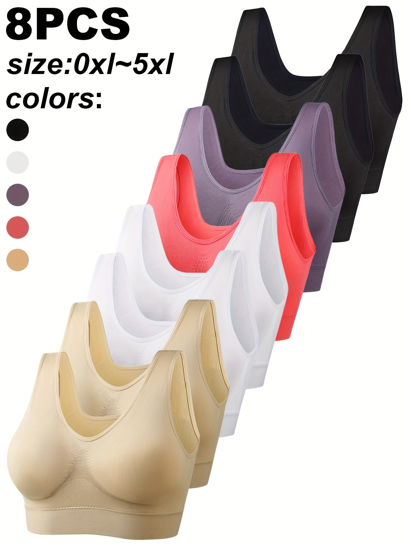 Plus-Size Wireless Sports Bra Seamless Cross-Back Removable Pads