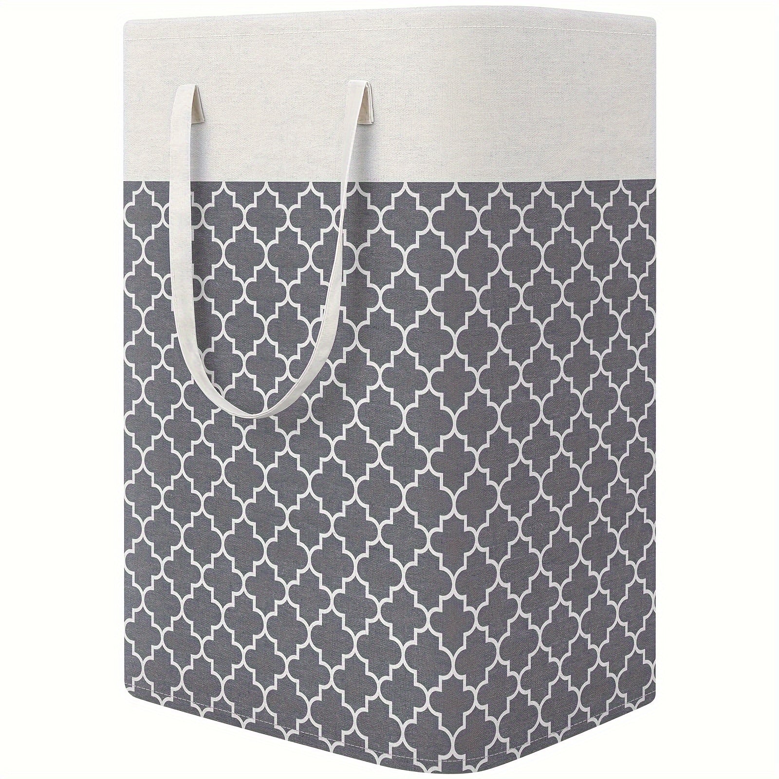 75L Waterproof Collapsible Laundry Hamper with Handles and Geometric Pattern
