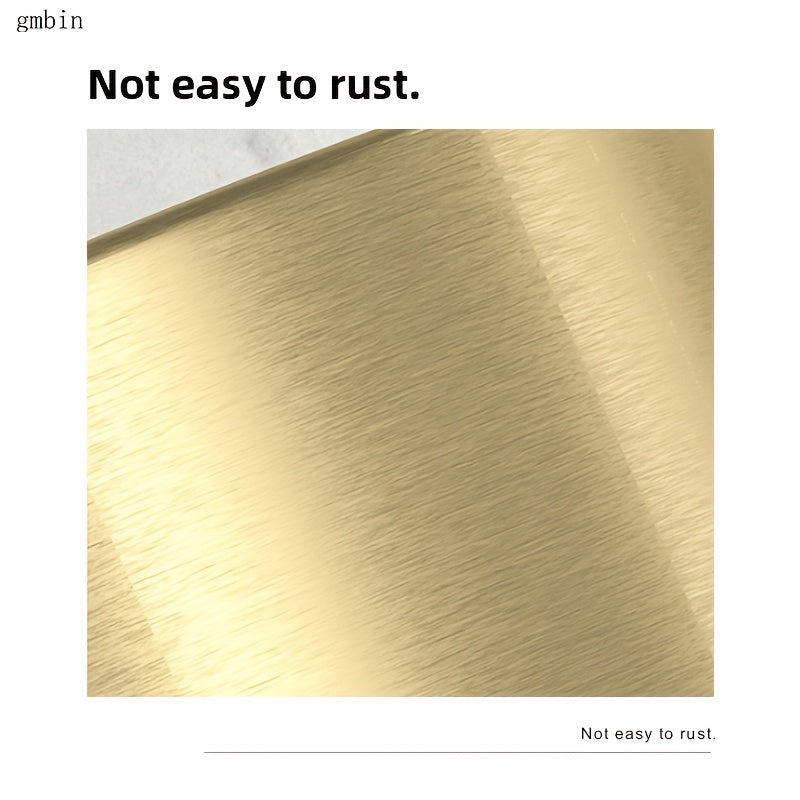 1 dona Gmbin Luxury Stainless Steel Trash Can with Swinging Lid - Zamonaviy oltin rangli yakun, shovqinsiz va yopiq, hidi va bakteriyalarni himoya qilish uchun, turli xonalar uchun ideal - Batareyasiz.