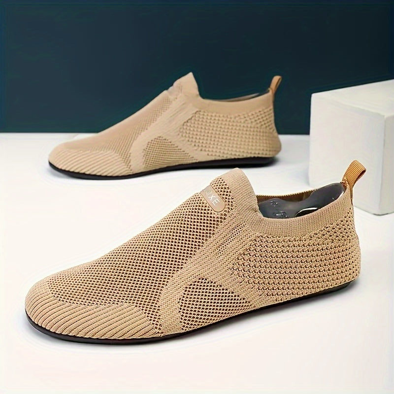 Men's Casual Loafers Outdoor Shoes Vintage Slip-On Rubber Sole All-Season Fabric