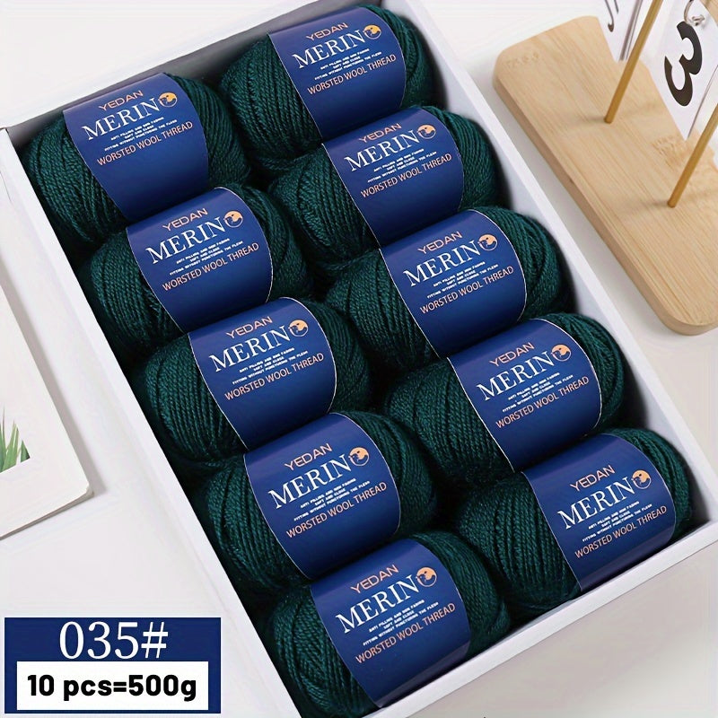 10 piezas de hilo de lana 500g multicolor en degradé, anti-pilling, suave para tejer accesorios de moda
