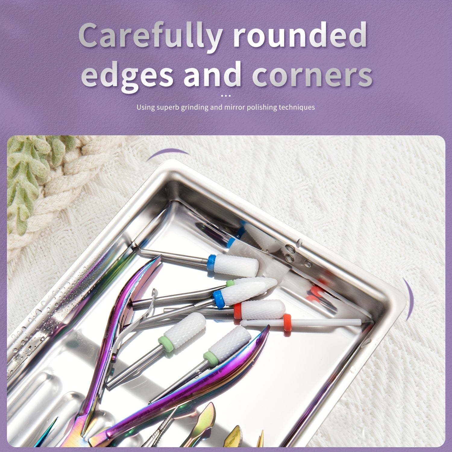 Stainless Steel Nail Tool Disinfection Tray High-Temperature Resistant Sterilizer for Cuticle Nippers and Nail Drill Bits