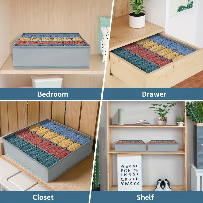 Foldable Storage Organizers with 24 Compartments for Socks Underwear and Ties