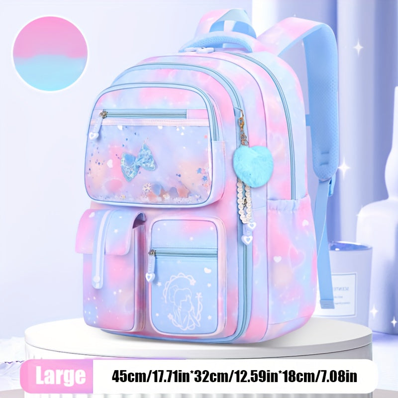 Kids' Water-Resistant Oxford School Backpack with Zipper and Adjustable Strap