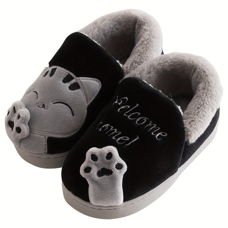 Kids Furry Cartoon House Slippers Non-Slip Soft Bottom Indoor Winter Shoes