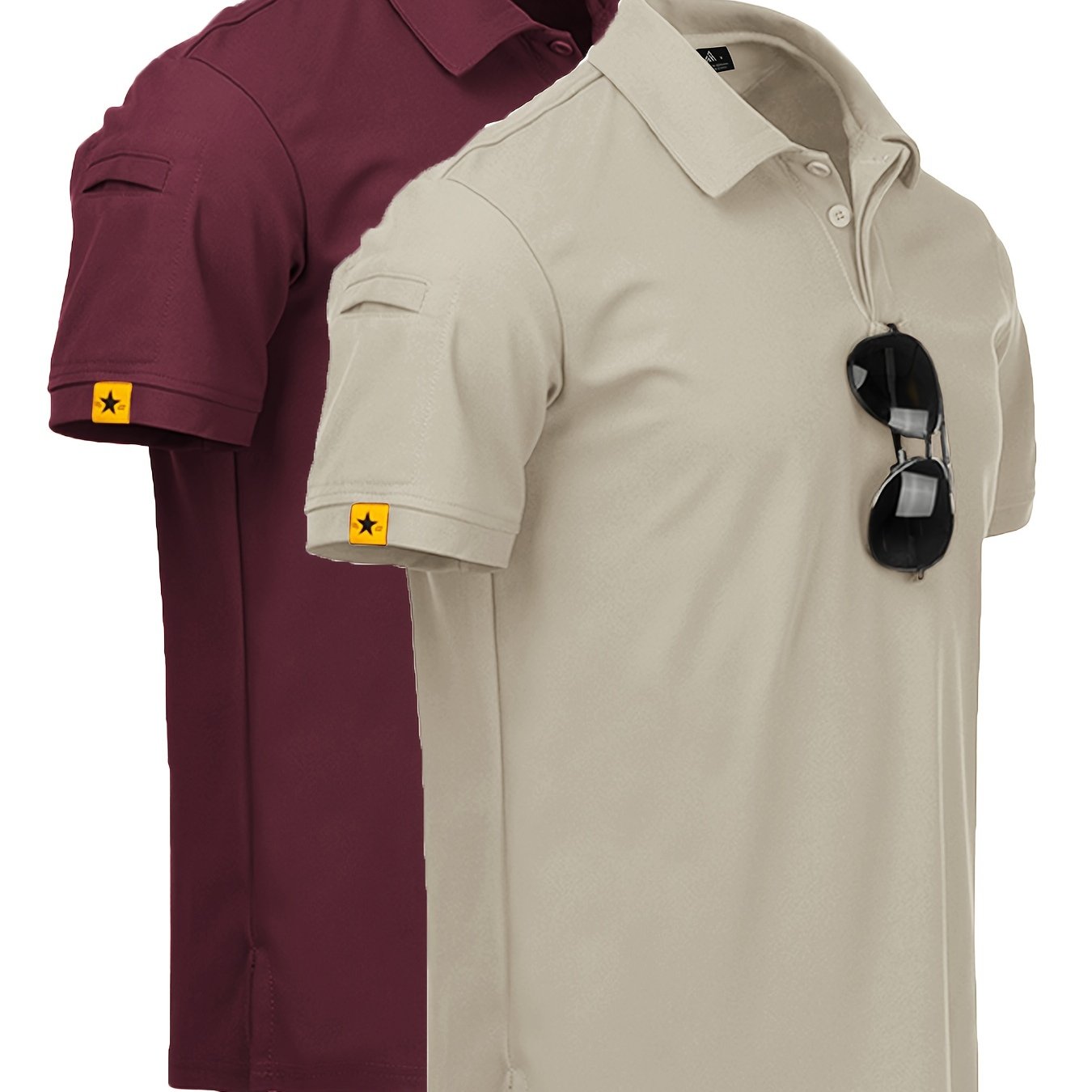 Conjunto de camisa de dos piezas para hombre en verano, poliéster, color sólido, casual, ajuste regular