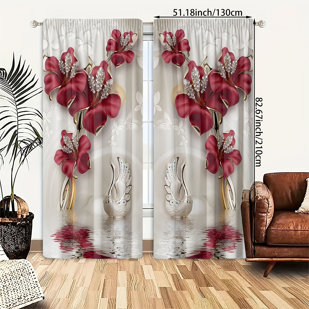 Ikki dona gullar bilan bosilgan pardalar, deraza uchun rod pocket dizayni bilan, yotoqxona va yashash xonasi derazalari uchun mukammal. Uy bezatish va xona dekoratsiyasi uchun ideal.