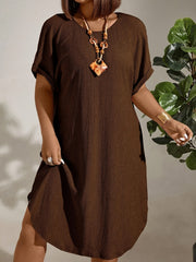 Plus Size Green Midi Dress with Batwing Sleeves V-Neck Textured Polyester for All Seasons