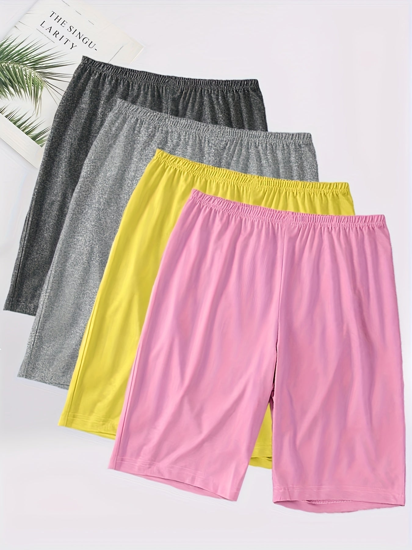 Ayollar uchun katta o'lchamli uyqu shorti, elastik bel, barcha mavsum uchun dam olish, 4 rang
