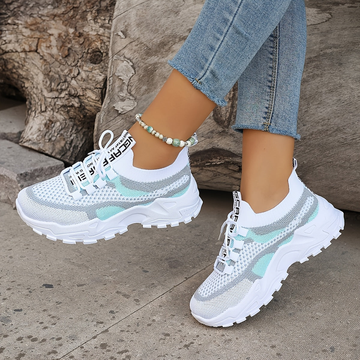 Women's Breathable Knit Low-Top Running Sneakers Lightweight Casual Shoes