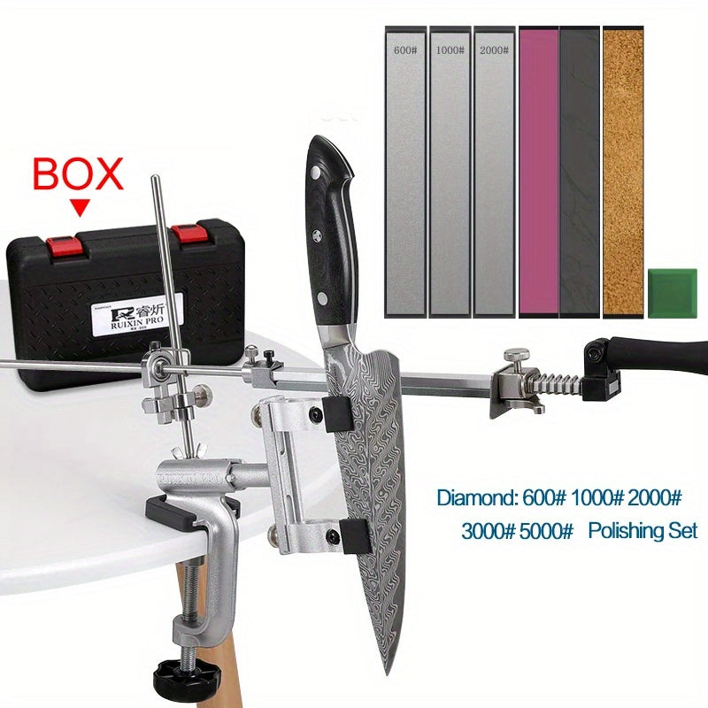 Afilador de cuchillos multifunción 2024, ángulo fijo, piedras de diamante y petróleo