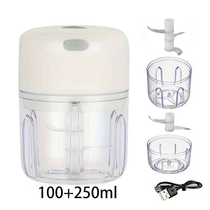 Электрический чеснокорез 250 мл, USB-заряжаемый кухонный комбайн с сменными лезвиями