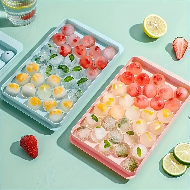 Silicone Ice Tray with Lid 33 Cubes Odorless Dustproof for Cocktails and Beverages