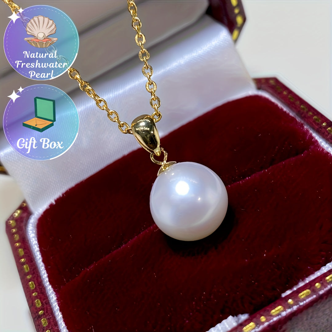 Freshwater Pearl Necklace with Melon Seed Pendant for Women Jewelry Gift