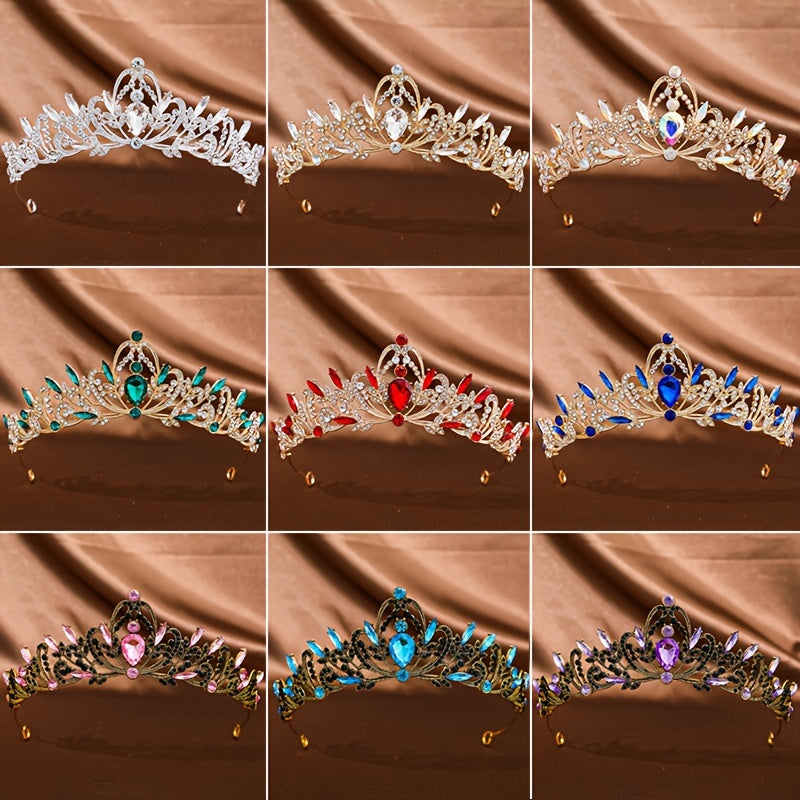 Women Crystal Tiara Crown Set Rhinestone Prom Headpiece for Brides and Events
