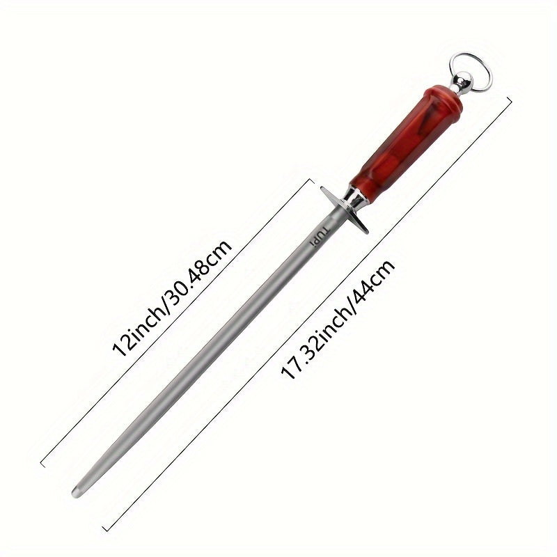12-Inch Red ABS Knife Sharpener High Carbon Steel Ultra-Fine Grit Kitchen Restaurant