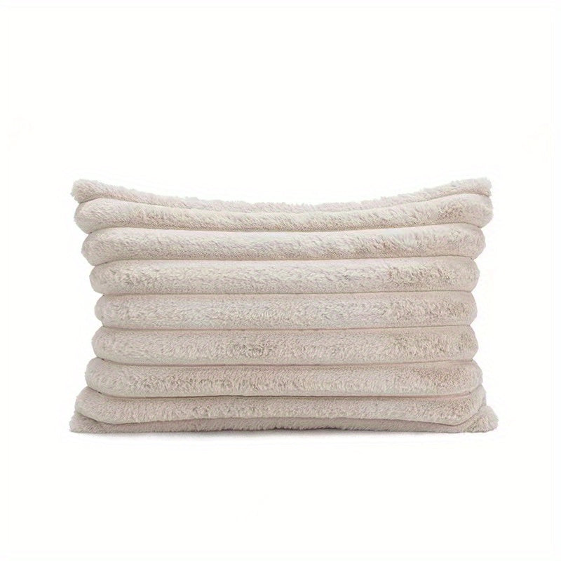 Bohemian Rabbit Fur Stripe Throw Pillow Cover Geometric Pattern Polyester Knit