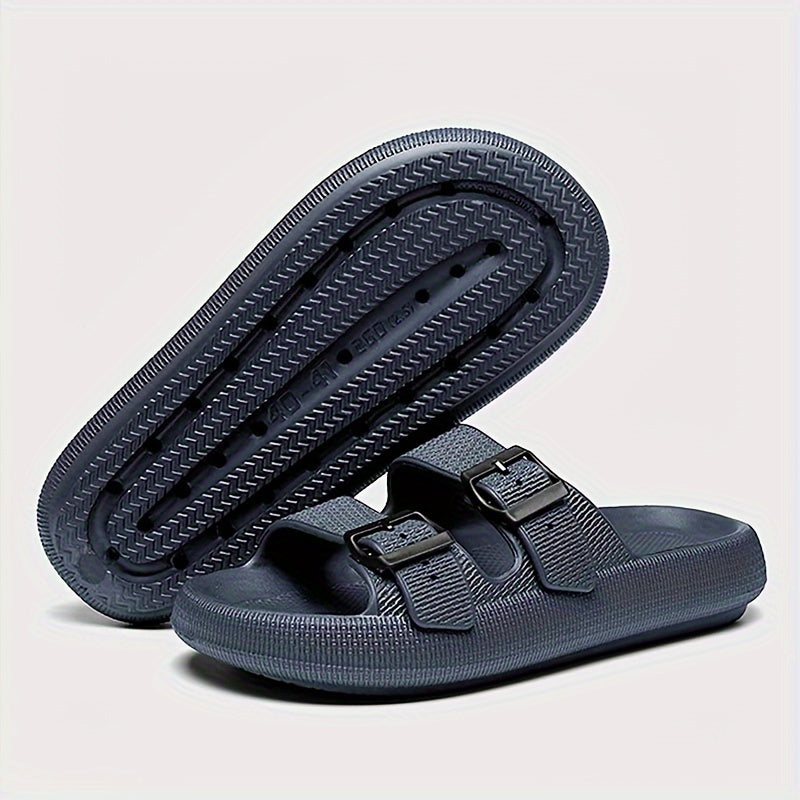 Men's EVA Slides Casual Open Toe Slip On with Buckles for Indoor Outdoor Summer