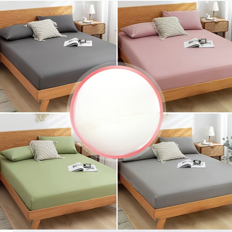 Sábana ajustable para cama individual de color sólido, capa única, invierno, disponibles en múltiples tamaños