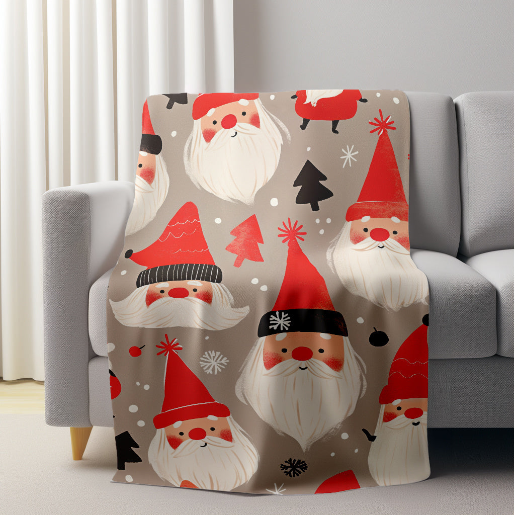 Christmas Elf Pattern Flannel Throw Blanket Lightweight Plush Cozy for Sofa Bed Camping