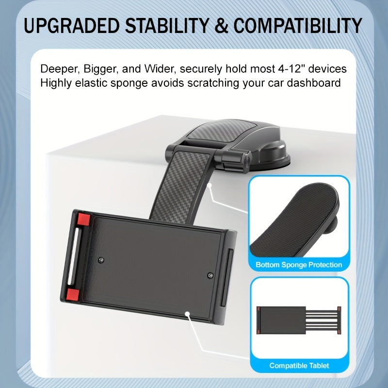 Adjustable Car Phone Holder for Smartphones and Tablets with Suction Mount