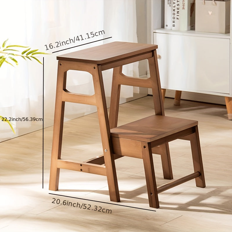 Folding Bamboo Step Stool, Compact Ladder for Home, Easy to Clean