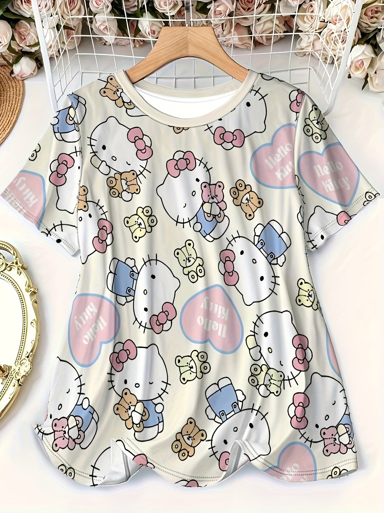 Plus Size Women's Cotton Graphic T-Shirt Short Sleeve Casual Top