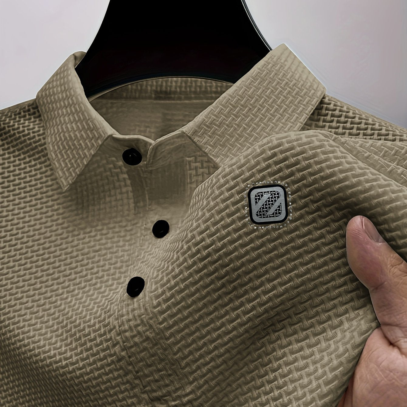 Мужская футболка гольф бежевого цвета большого размера с коротким рукавом из нейлона и спандекса, летняя повседневная