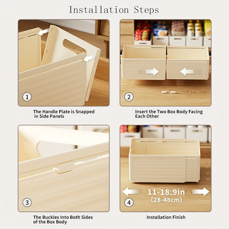 Caja de almacenamiento de ropa expandible con recipiente de plástico retráctil para cocina, dormitorio, baño y oficina