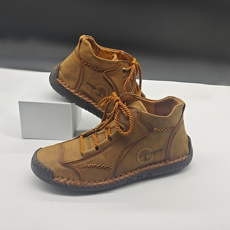 SALKIN Винтажные западные ботинки на щиколотке: ручная работа, шнуровка, круглый нос, плоский каблук, нескользящая подошва.