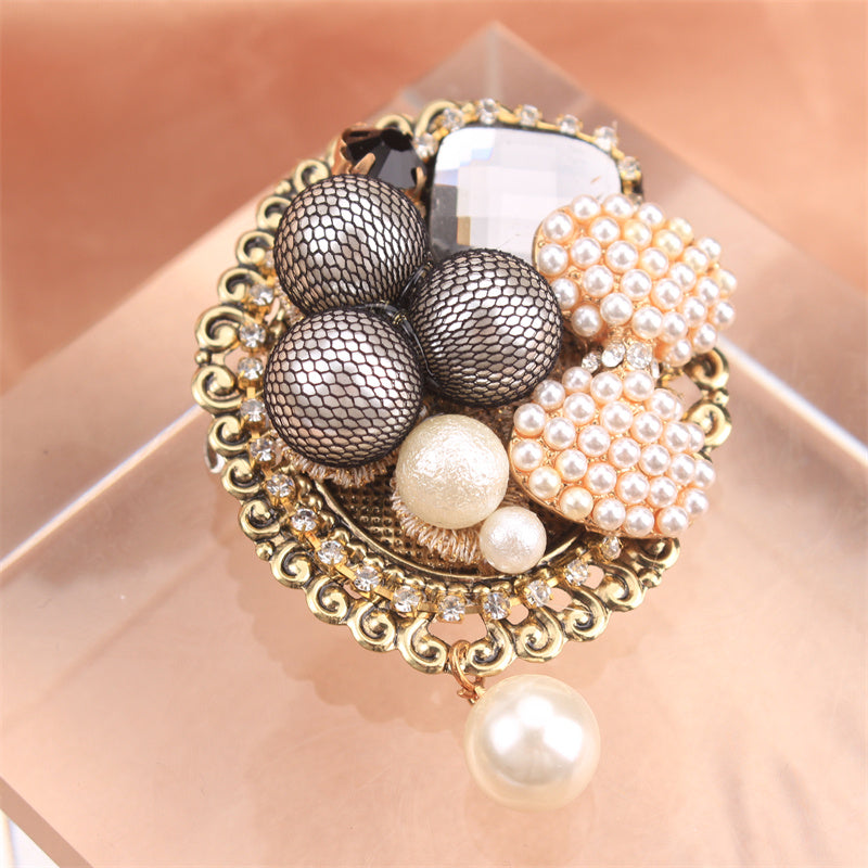 Rhinestone Baroque Bow Brooch for Clothing Bags Hats Elegant Jewelry