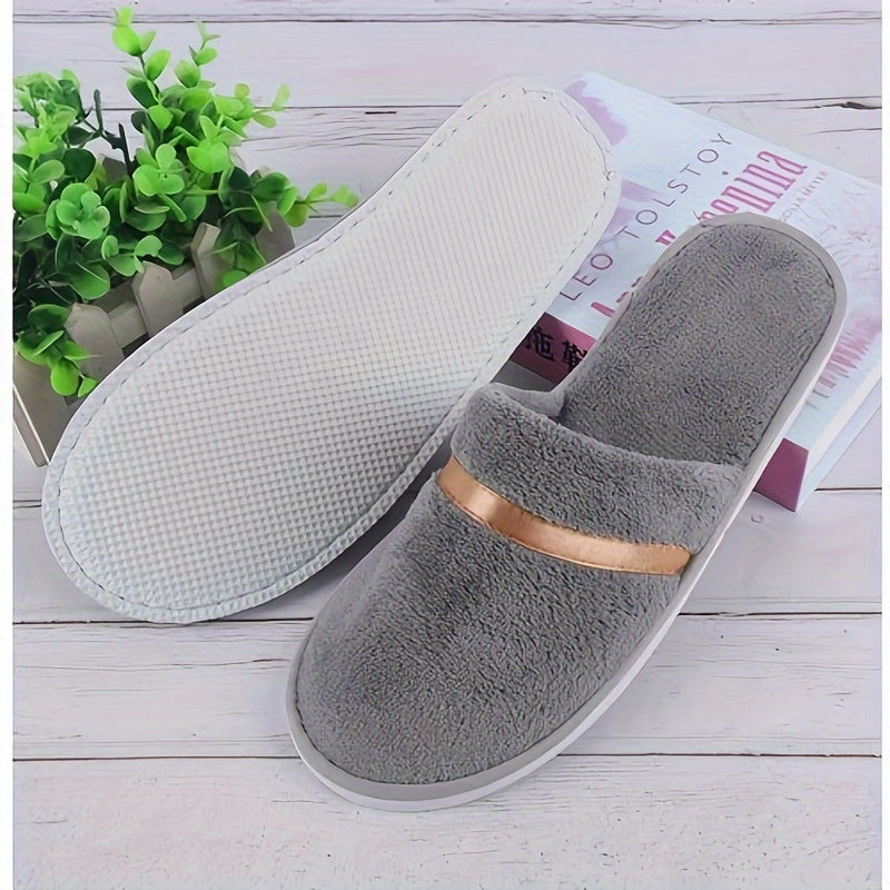 Unisex Coral Fleece Disposable Slippers Thick Warm Non-Slip for Home Travel