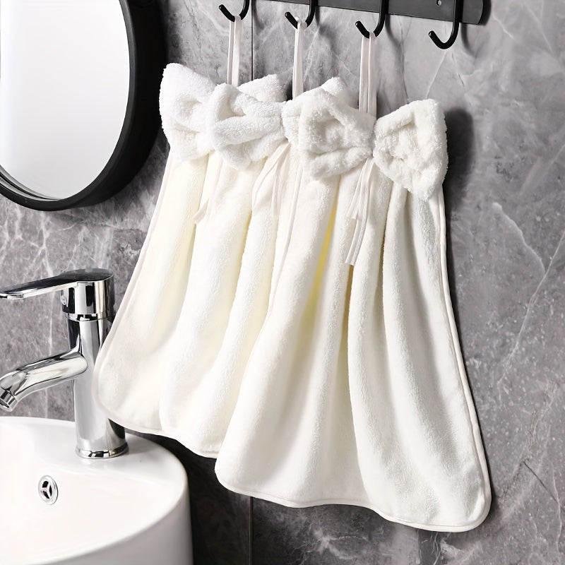 3-Piece Kitchen Towel Set Absorbent Quick-Drying Bowknot Skirt Pattern Household Cleaning
