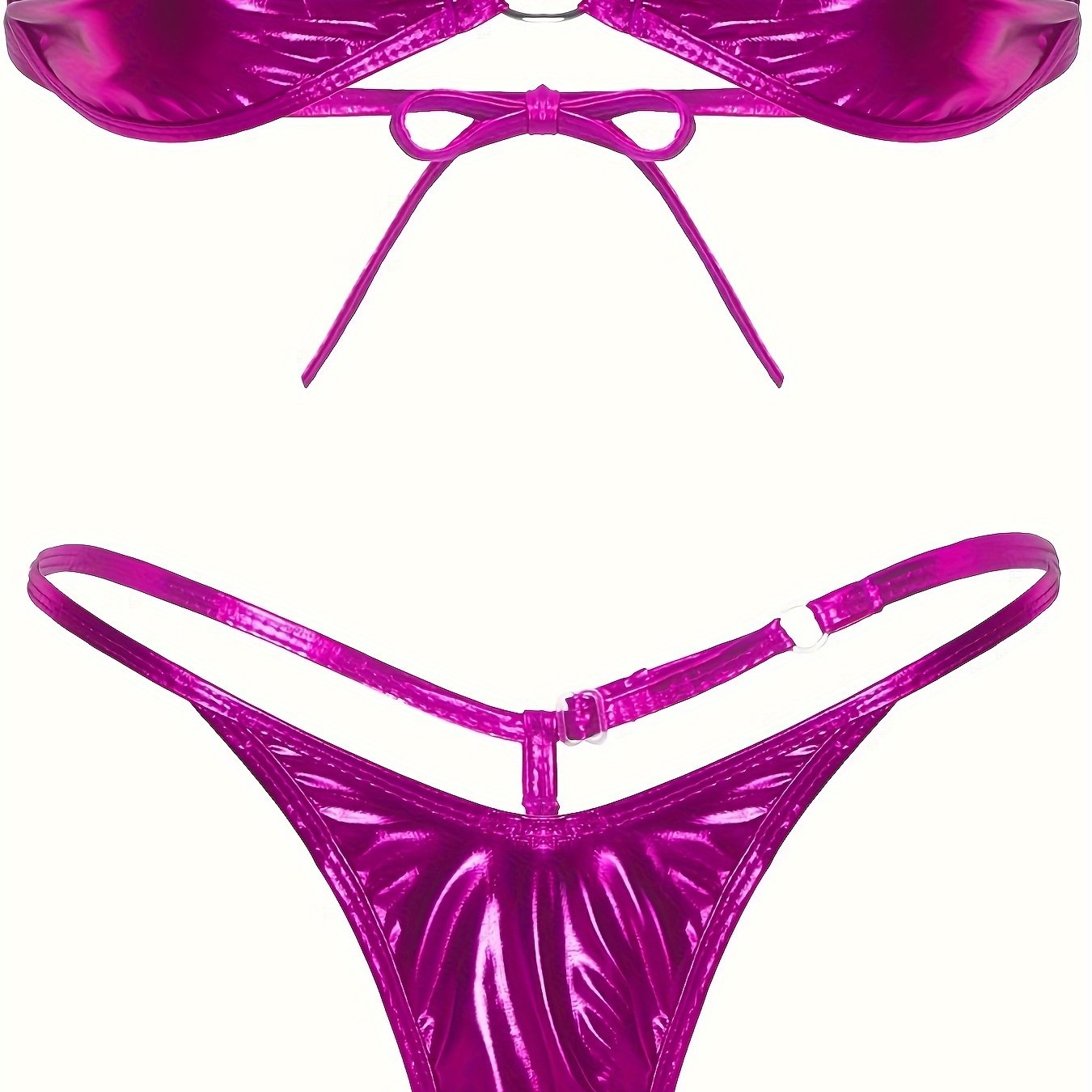 Металлический комплект белья с бандо и стрингами, регулируемые ремешки