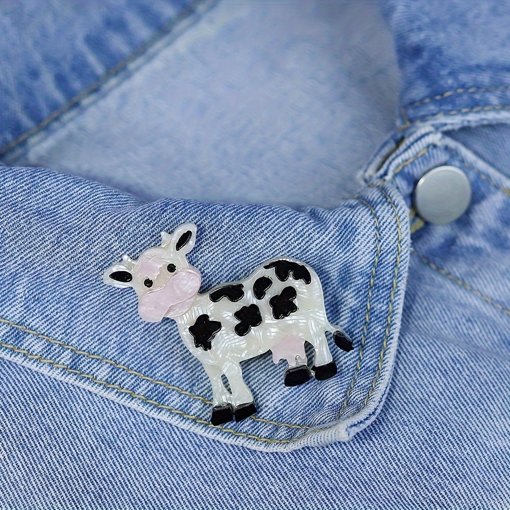 Acrylic Cow Brooch Pin Farm Animal Theme Transparent Lapel Pin for Dresses Hats Gifts