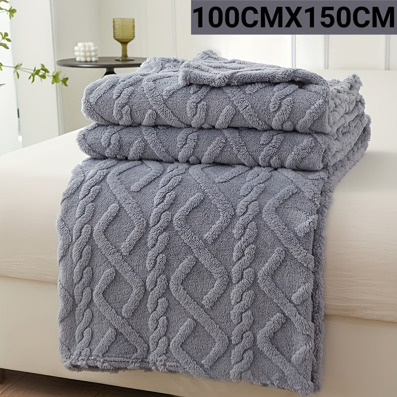 Lamb Fleece Blanket Soft Cozy Flannel Throw for Bed Couch Travel 100% Polyester