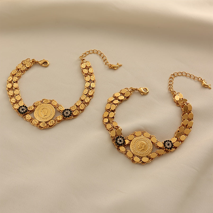 Ayollar uchun mis qotishmasidan yasalgan tanga taqinchoq, etnik minimalistik zargarlik, oltin bilan qoplangan, kundalik kiyim uchun