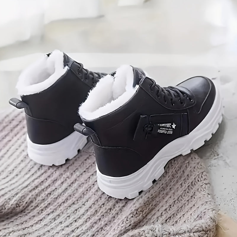 Women All-Season Platform Ankle Boots Rubber Sole Flannel Lining