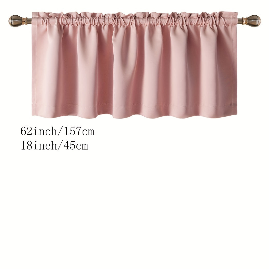 Blackout Insulated Rod Pocket Window Valance for Kitchen Black