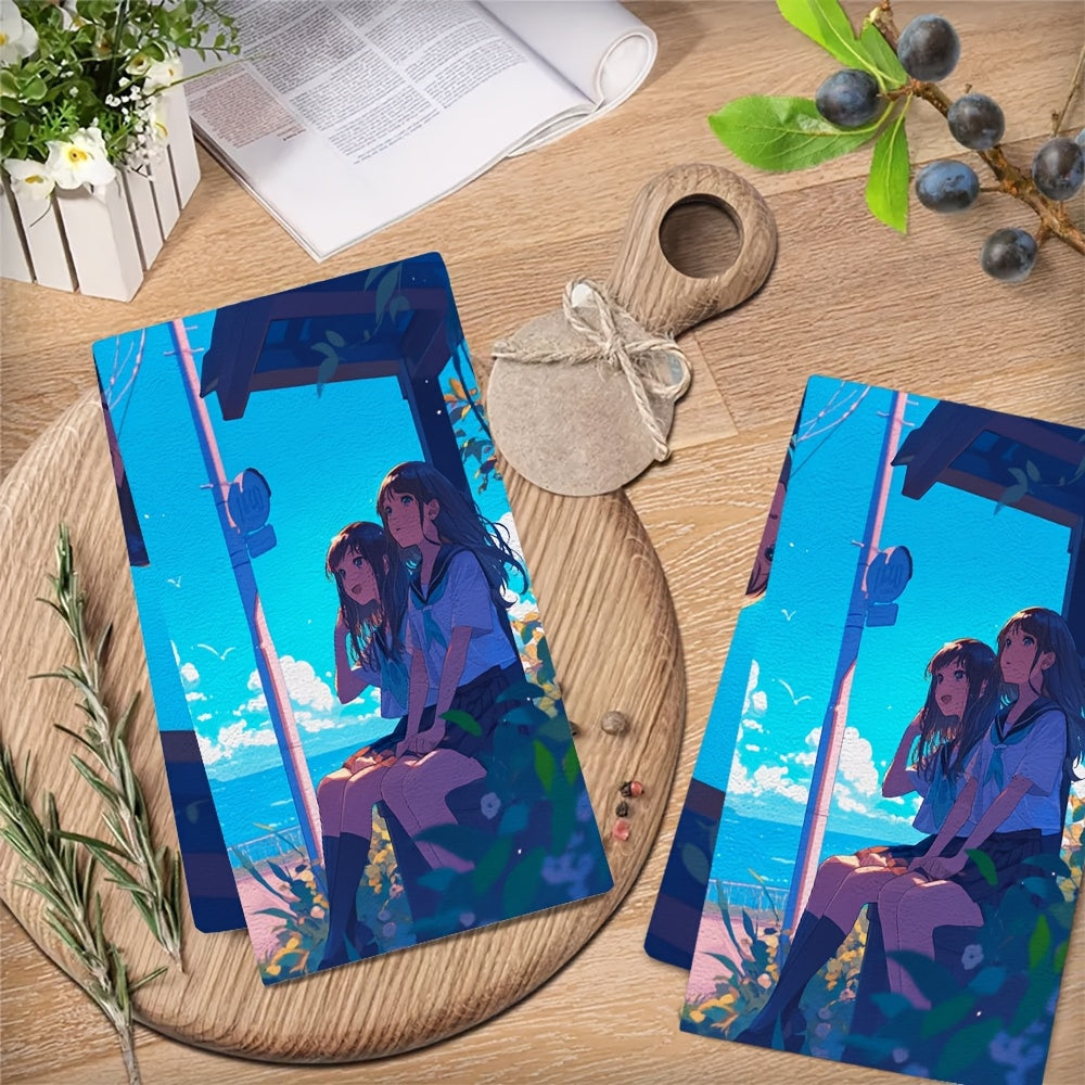 2 Pieces Ultra Soft Kitchen Towels 16x24 Inches Highly Absorbent Dish Hand Towels