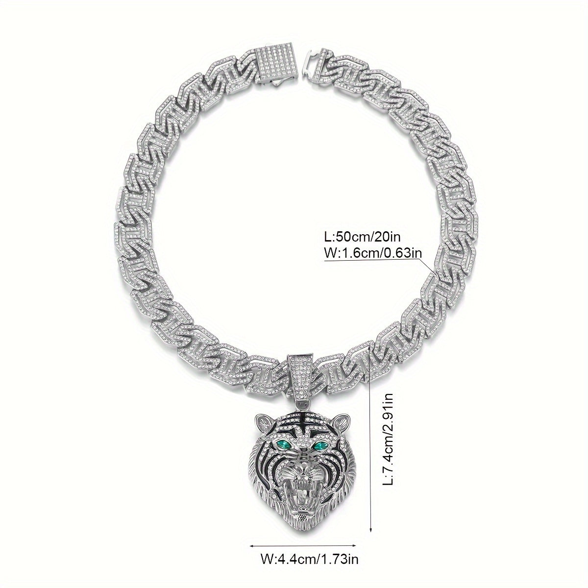 Collar con colgante de cabeza de león para hombre, joyería de cadena cubana de estilo hip hop con hielo