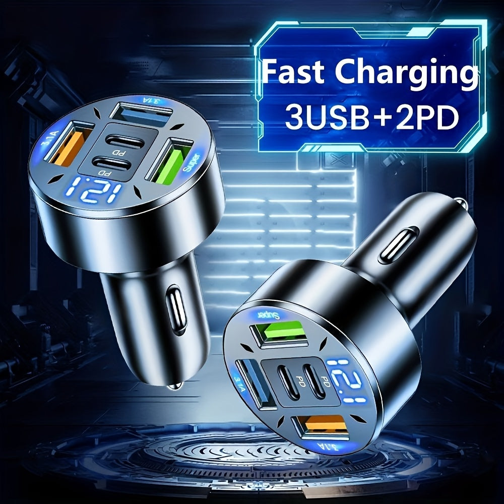 5-Port USB Car Charger Adapter for iPhone and Xiaomi Travel Car Power Plug ≤36V