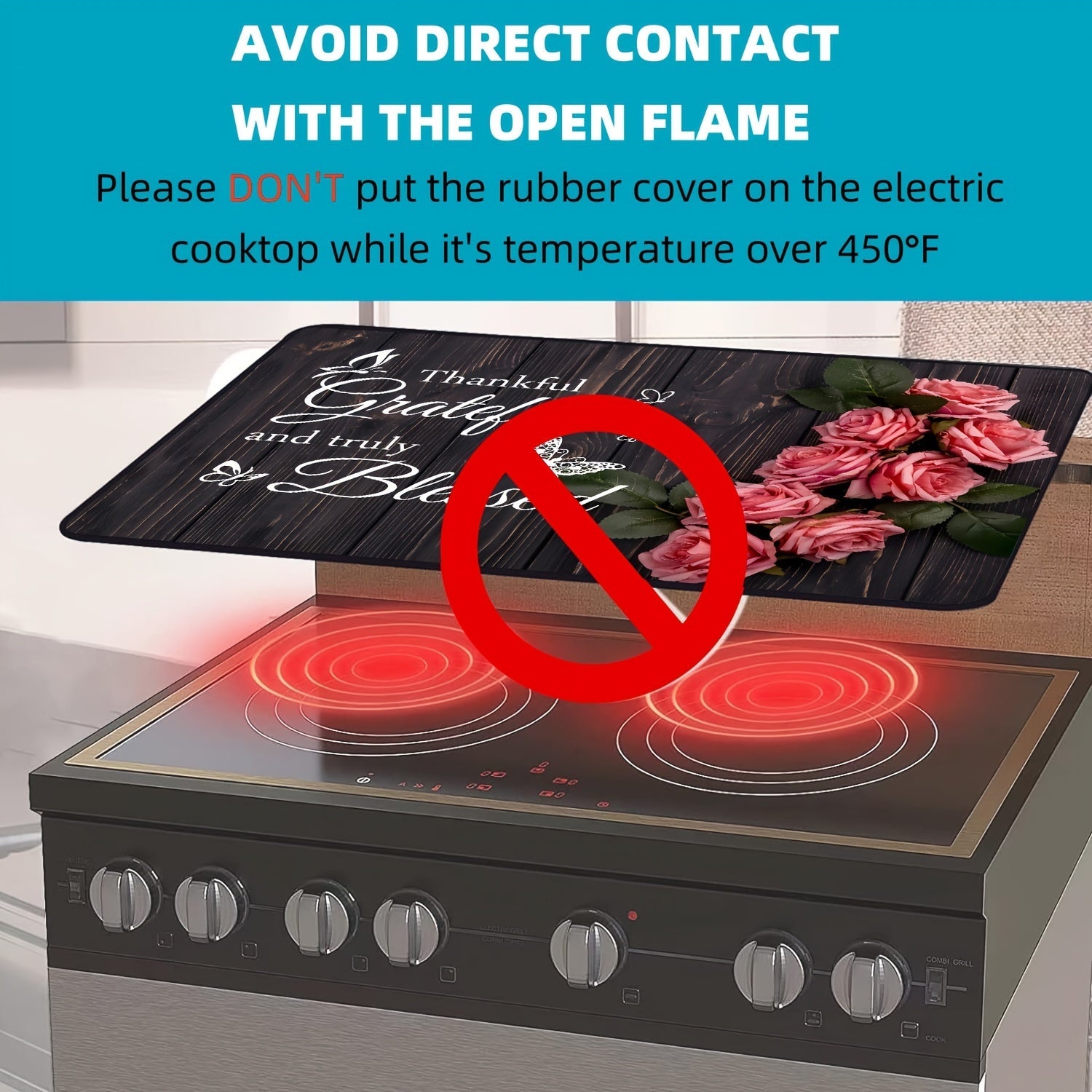 Multipurpose Stove Top Cover 72x52cm Heat-Resistant Non-Slip for Electric and Induction Cooktops