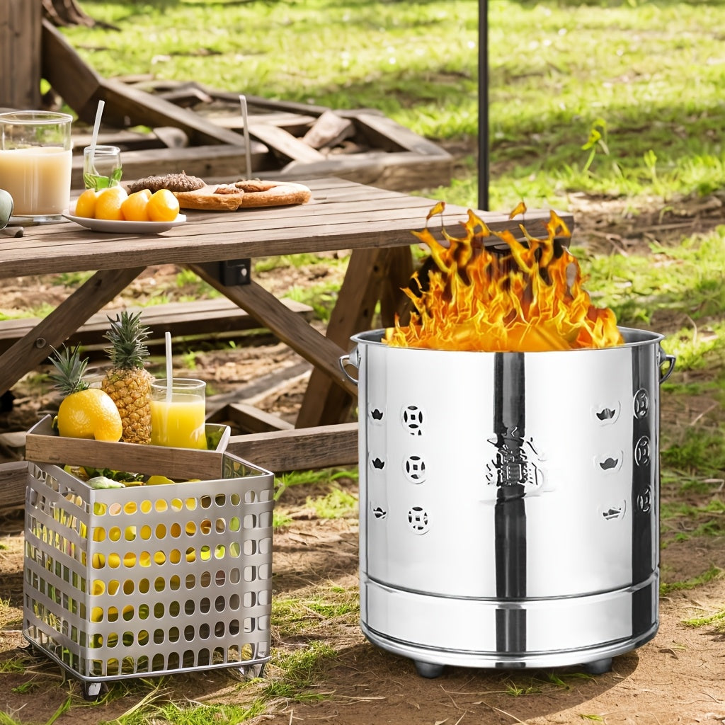 Portable Stainless Steel Camping Stove Set Windproof Indoor Outdoor Wood Burner